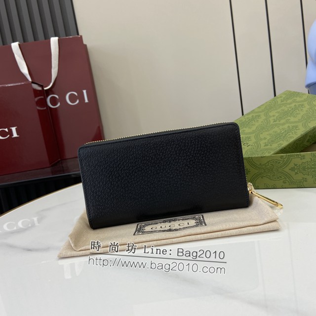 Gucci專櫃古馳最新款飾鏤空互扣式雙G錢包長錢包 jh2104型號：701423